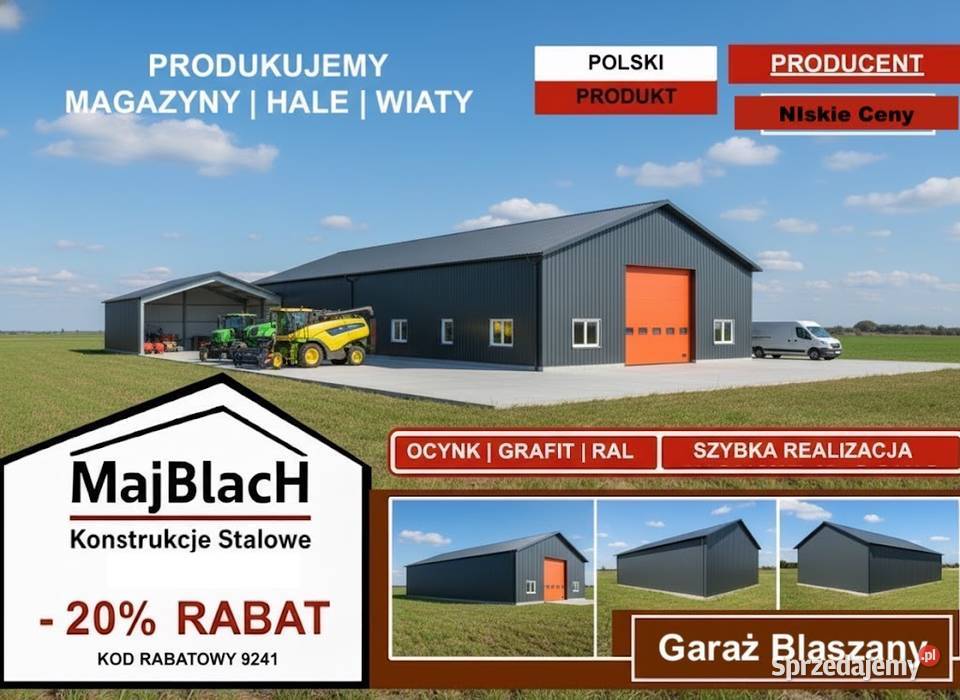 A144Duży Garaż Blaszany Dwuspadowy Duża Hala Nowy Targ