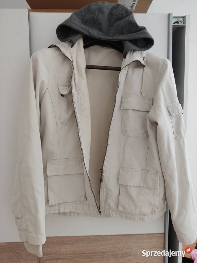 Kurka dżinsowa jeans biała w środku polar Otwock