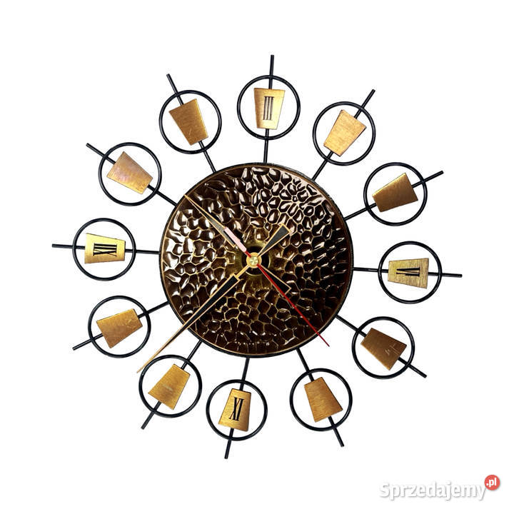 Zegar ścienny sunburst metal i mosiądz metal mazowieckie Warszawa