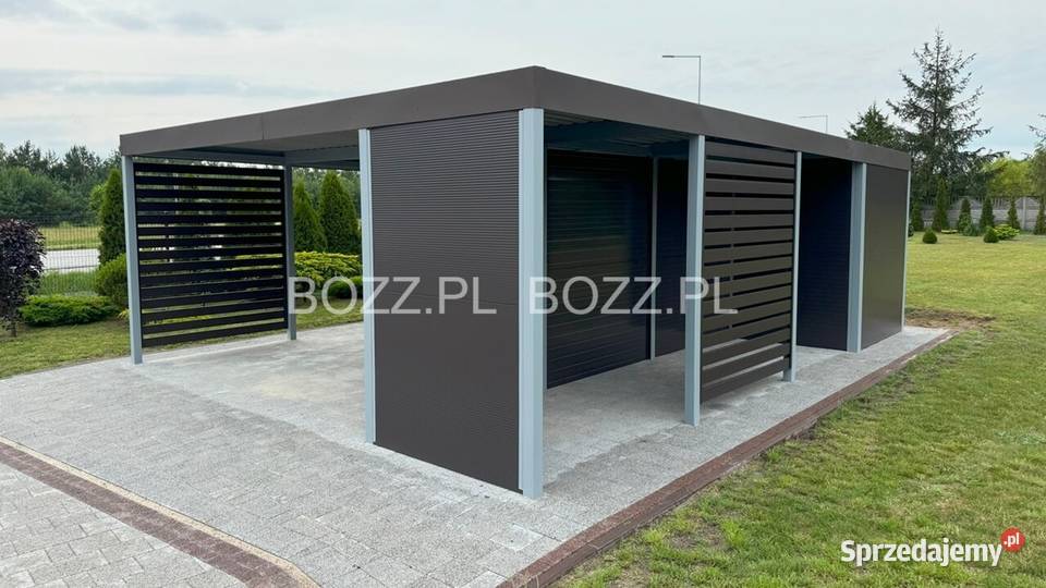 Wiata garażowa na 1 samochód z 2 pomieszczeniami