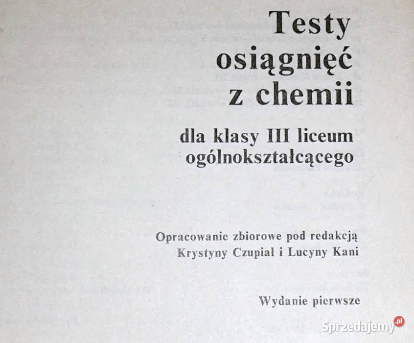 Testy osiągnięć z chemii kl3 LO Czupiał Kania Chełm
