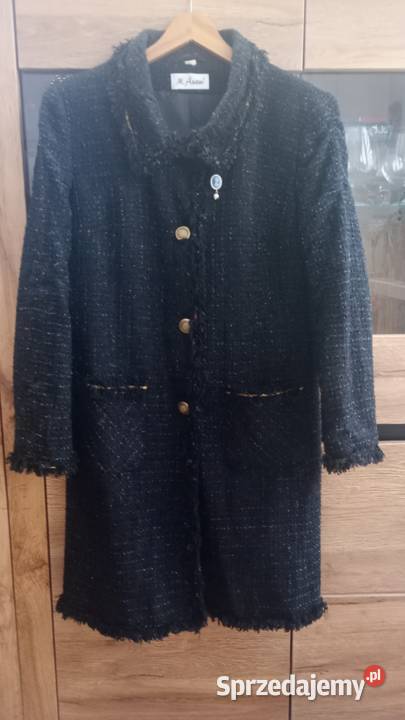 Płaszcz wiosenny czarny styl vintage Wiosenna/Jesienna  Białystok sprzedam