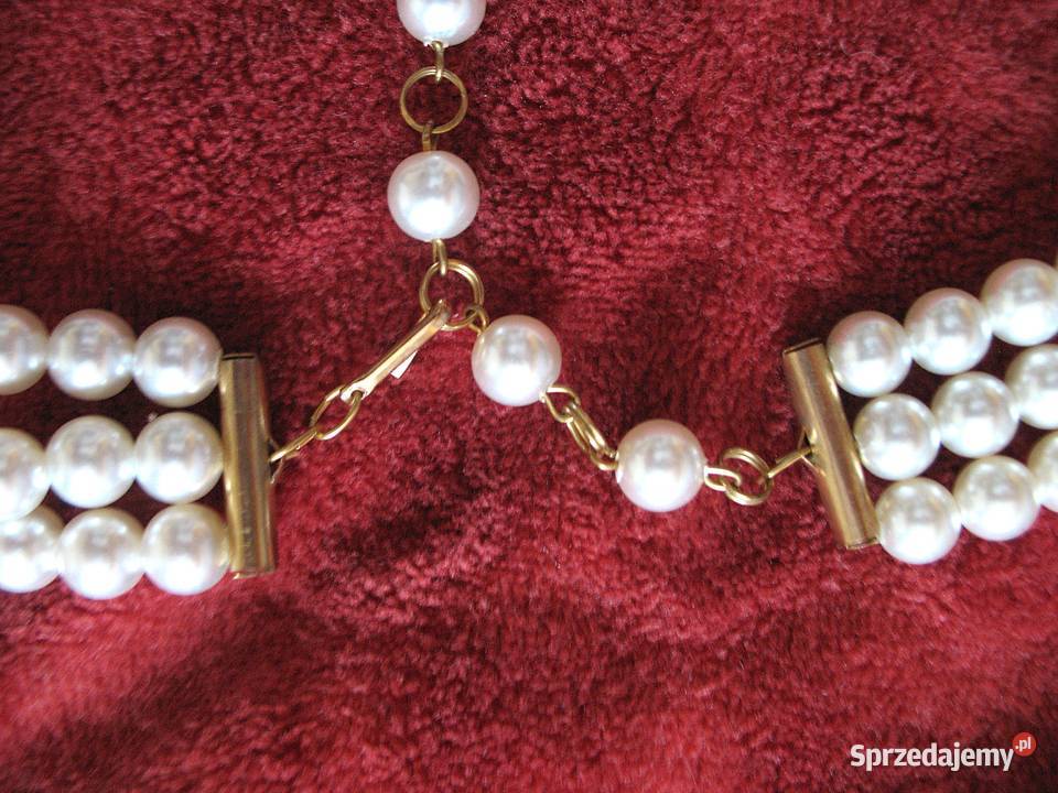 Perły naszyjnik Trzy rzędy pereł długość 40 Siedlce