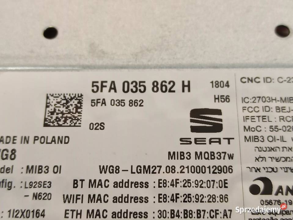 SEAT LEON IV CZYTNIK NAWIGACJA 5FA035862H