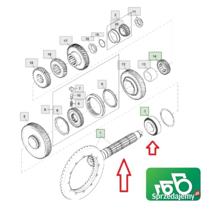 Wałek zębaty Skrzynia biegów PowrQuad RE225508 Wilkowo
