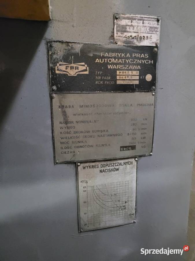 Syndyk sprzeda Prasa mimośrodowa PMS 63 Warszawa