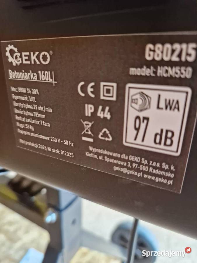Betoniarka budowlana GEKO G80215 o pojemności Głogowa