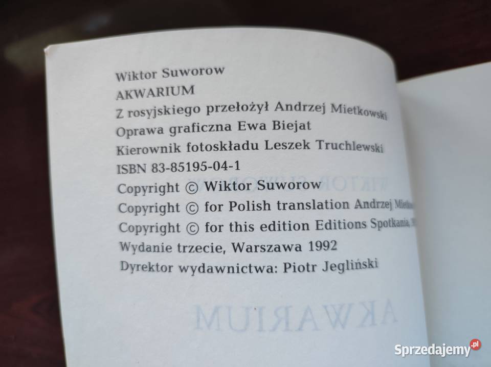 Władimir Rezun Akwarium Wiktor Suworow Rok wydania 0 Kielce sprzedam
