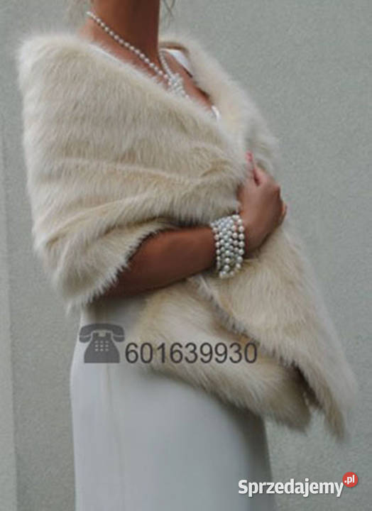 SZYKOWNY SZAL FUTRZANY bolerko narzutka do ślubu Tarnów