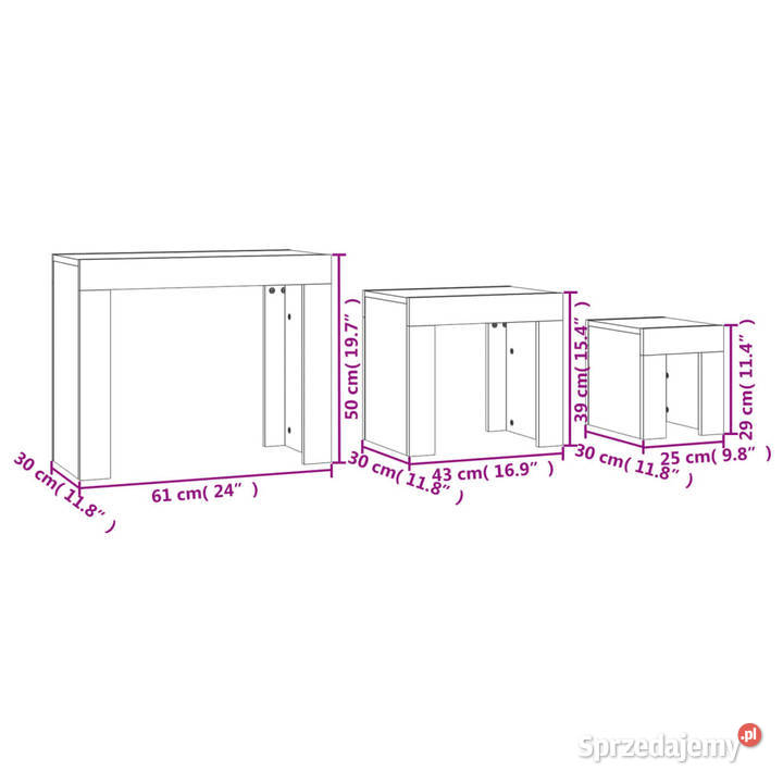 Stoliki wsuwane pod siebie 3 dąb sonoma WM808543 Stoły Warszawa