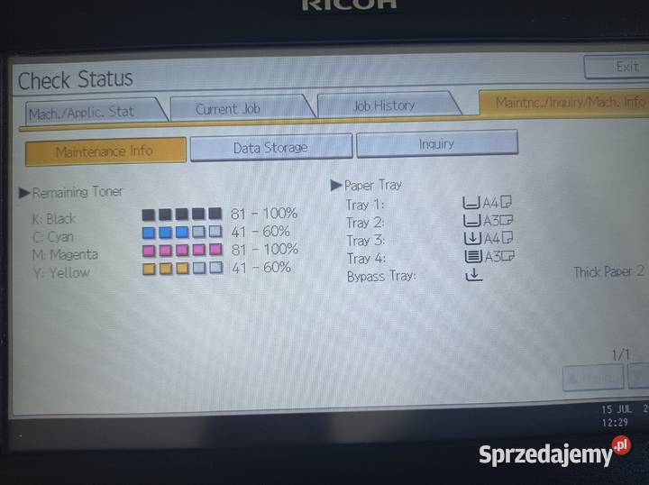 Kserokopiarka wielofunkcyjna kolor Ricoh MP RJ45 Kolbuszowa