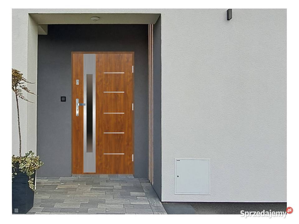 Drzwi wejściowe do domu GI24 INOX Złoty Dąb 90 Ciemniewo
