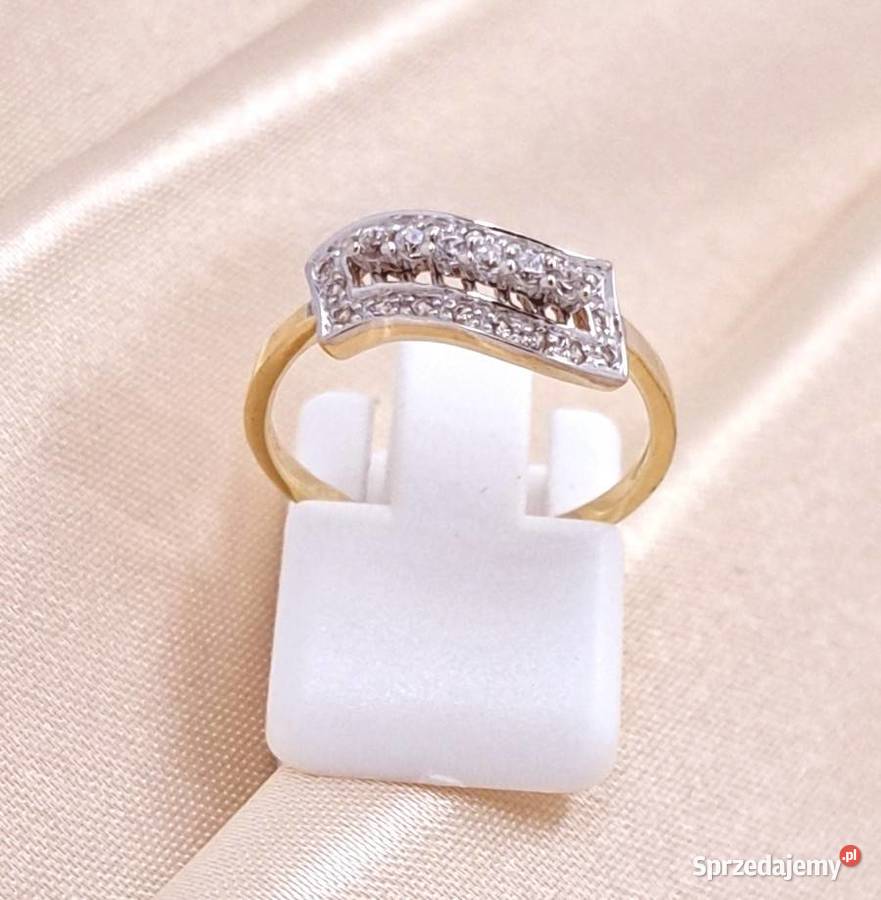 Pierścionek r14 Złoty pr585 Glamour fala Z859 Poznań