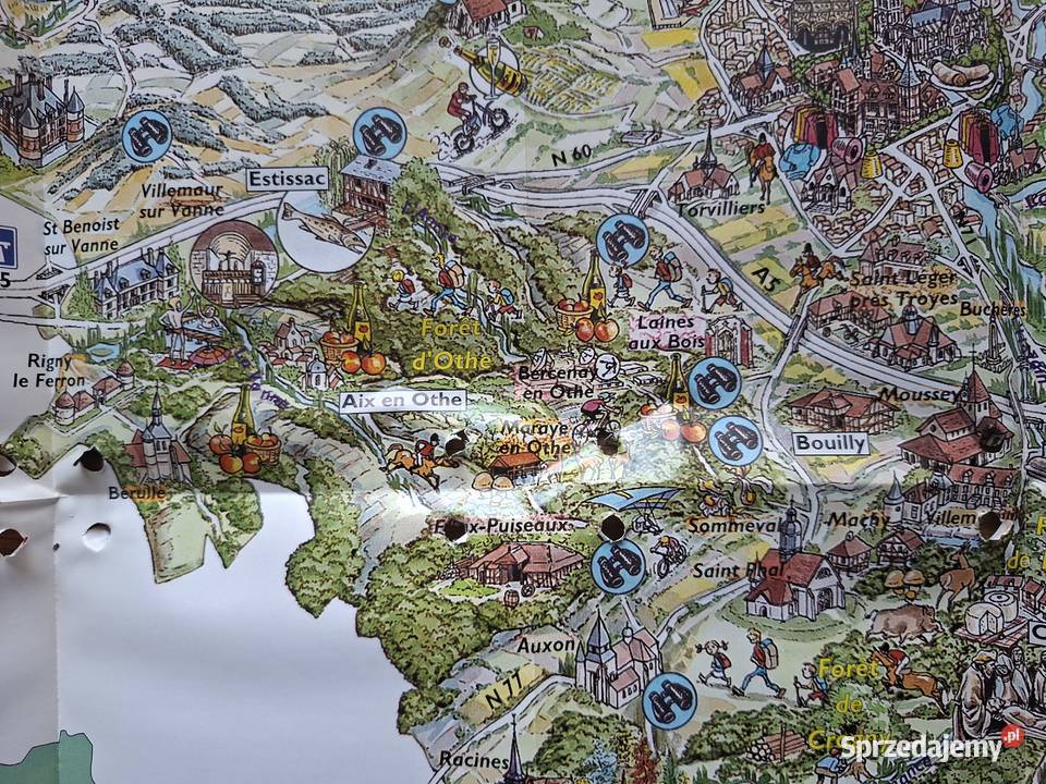 Francja LAube Fremdenverkehskarte Champagne mapa Kraków