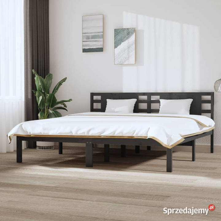 Rama łóżka szara lite drewno sosnowe 200 x 200 mazowieckie Warszawa