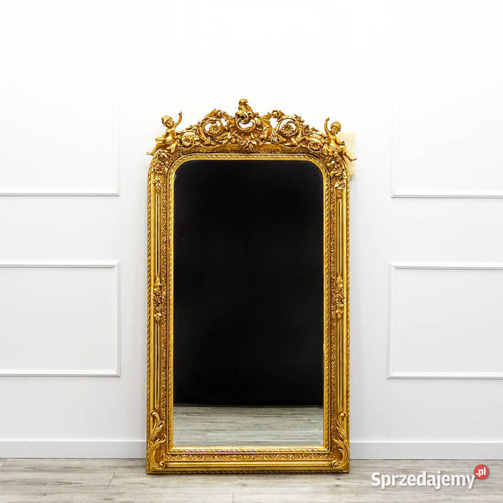 ZŁOTE DUŻE LUSTRO do SALONU GARDEROBY DEKOR żółty wielkopolskie Kalisz