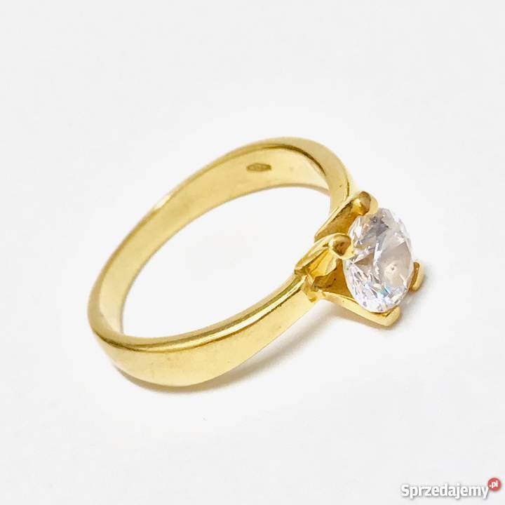 Złoty PIERŚCIONEK 18K przepiękny BRYLANT 07ct mazowieckie sprzedam