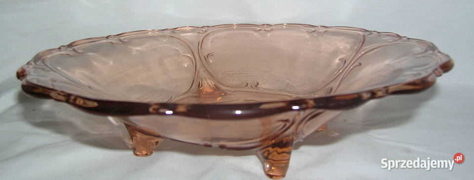patera vintage szkło rozalinoweD28 Bartków