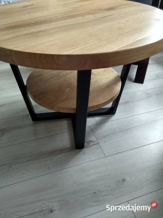 Stolik kawowy z półką 70 dąb okrągły nowoczesny Szczecin sprzedam