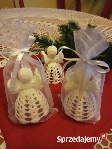 Aniołki szydełkowe ręcznie robione usztywnione biały Częstochowa