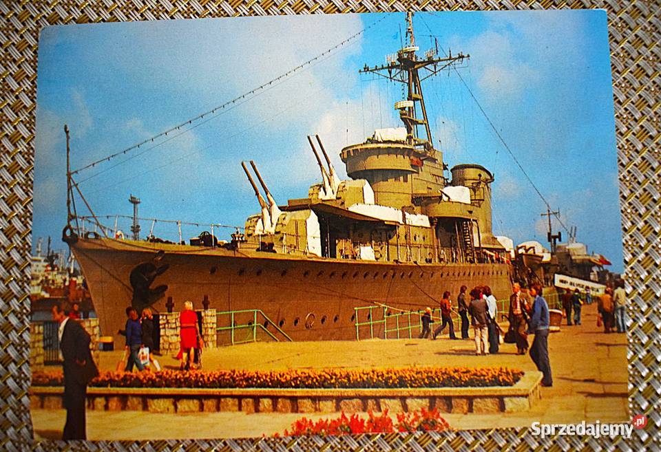 ORP Błyskawica pocztówka z metalowym znaczkiem Chełmno