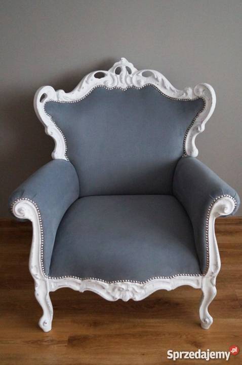 Fotel barokowy shabby chic szary Stalowa Wola