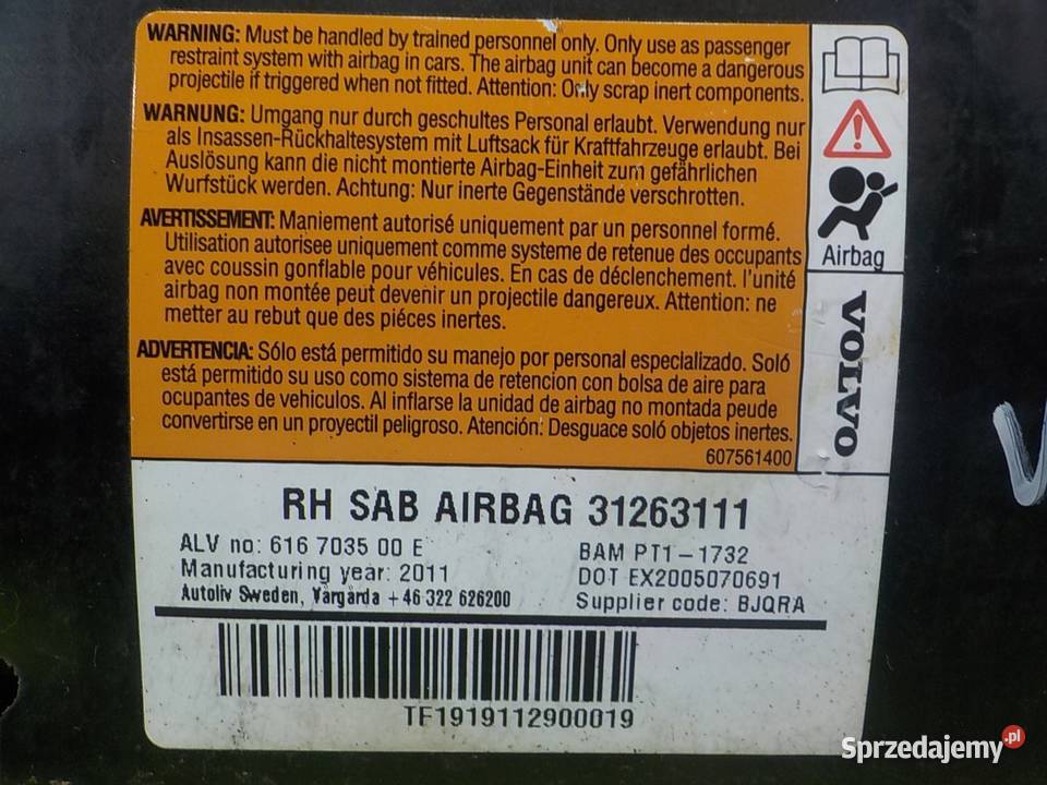 V60 I S60 II RDESIGN 20 D3 AIRBAG poduszka