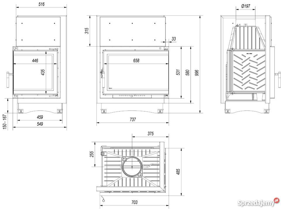 Wkład kominkowy ZUZIA ECO 12 prawy BS DECO Piece i kominki Rabka-Zdrój