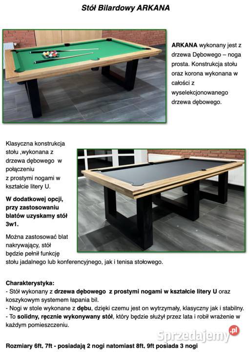 Stół bilardowy ARKANA 6 ft Polski Producent Warszawa