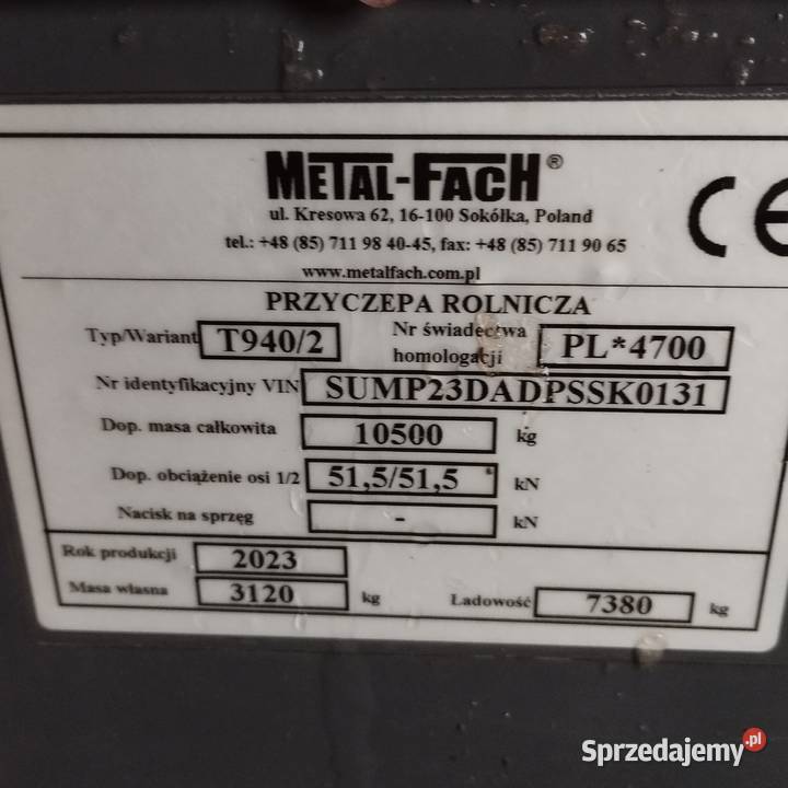 Przyczepa MetalFach T9402 Głuchów