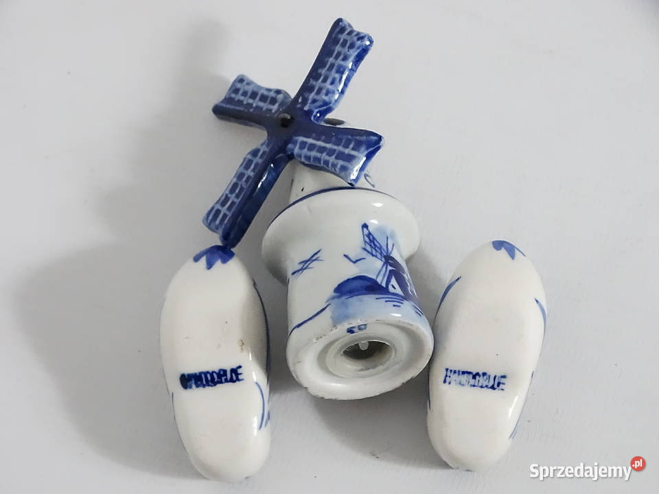 Ceramiczny komplet pamiątkowy z Holandii Wiatrak Biłgoraj