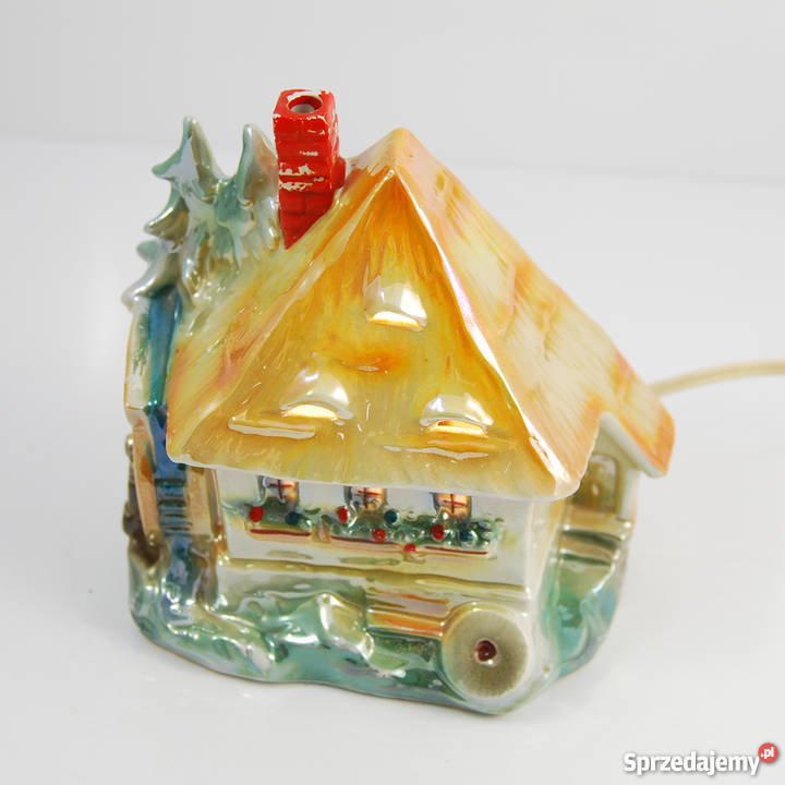 Porcelanowa lampa nocna domek, Francja lata 70. Warszawa ...