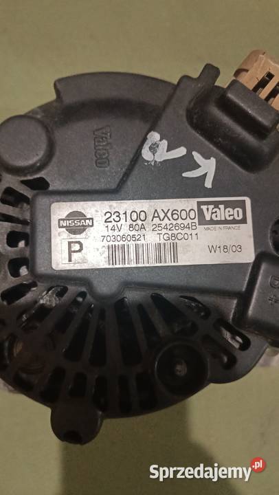 Alternator Nissan Micra K12 benzyna układ elektryczny silnika małopolskie Kraków