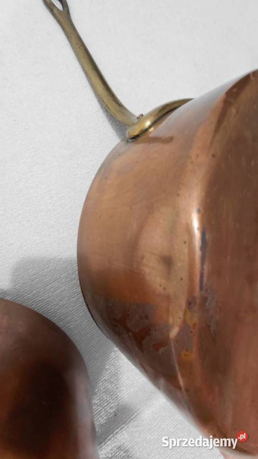 Zestaw siedmiu Francuskich rondli miedzianych Krzykawa