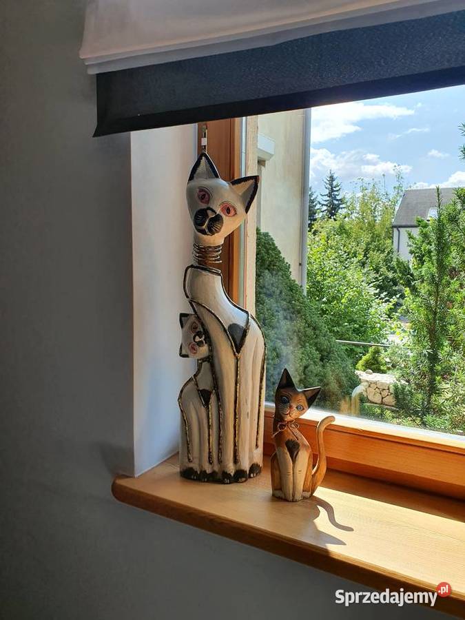 Figurki Koty z drewna wys 65 i 25