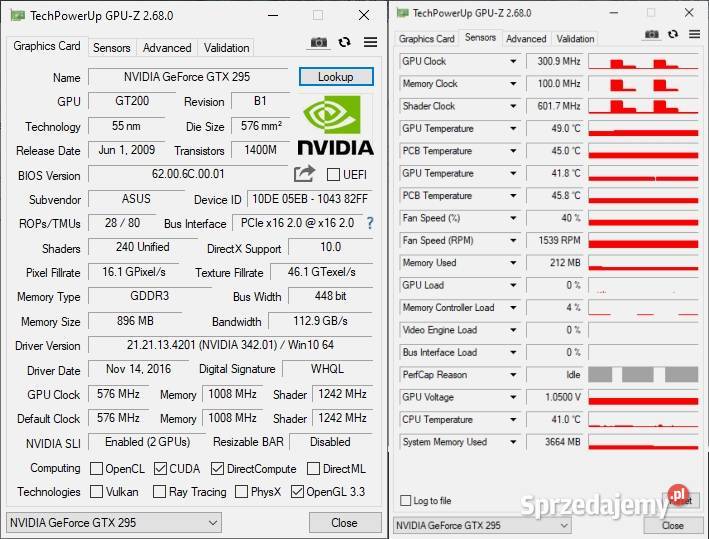 Karta Graficzna NVIDIA GeForce GTX295 XFX 1792MB Karty graficzne Szczecin sprzedam