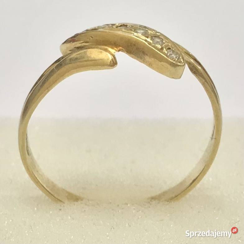 Złoty pierścionek 585 14K cyrkonie elegancki złoto Pierścionki Warszawa sprzedam