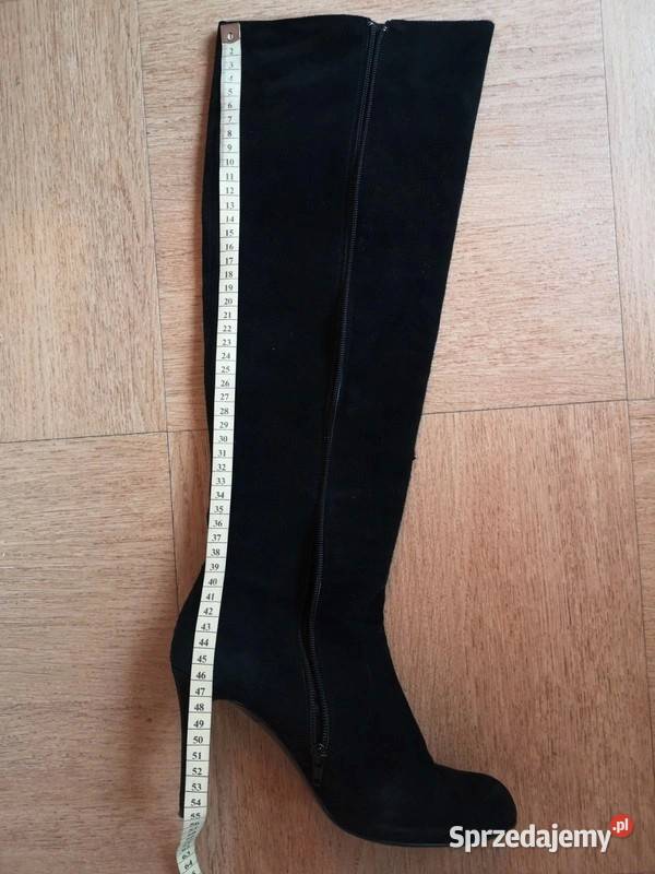 Zamszowe kozaki Minelli prawie kolano na szpilce podlaskie Białystok sprzedam