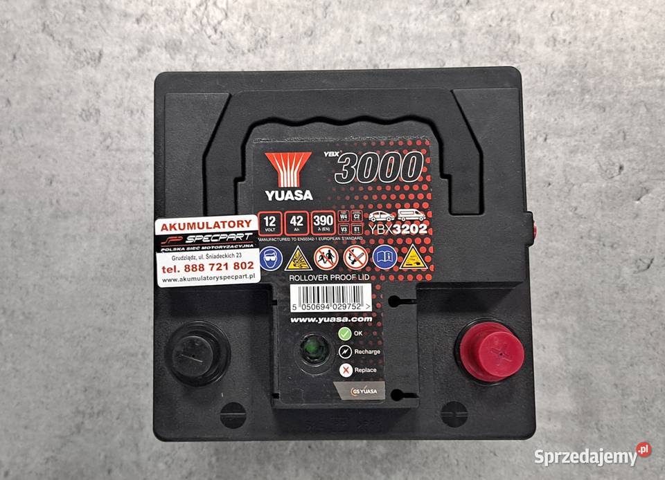 Akumulator Yuasa 42Ah 390A kostka Grudziądz sprzedam