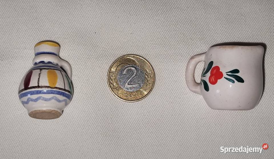 2 super maleńkie miniatury dzbanków vintage PRL wielokolorowy Warszawa sprzedam