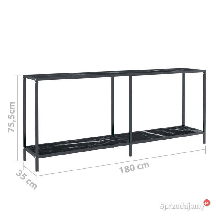 Stolik konsolowy czarny 180x35x755 szkło Warszawa sprzedam