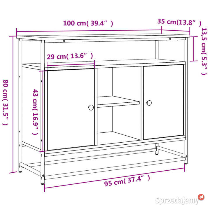 Komoda brązowy dąb 100x35x80 materiał Warszawa