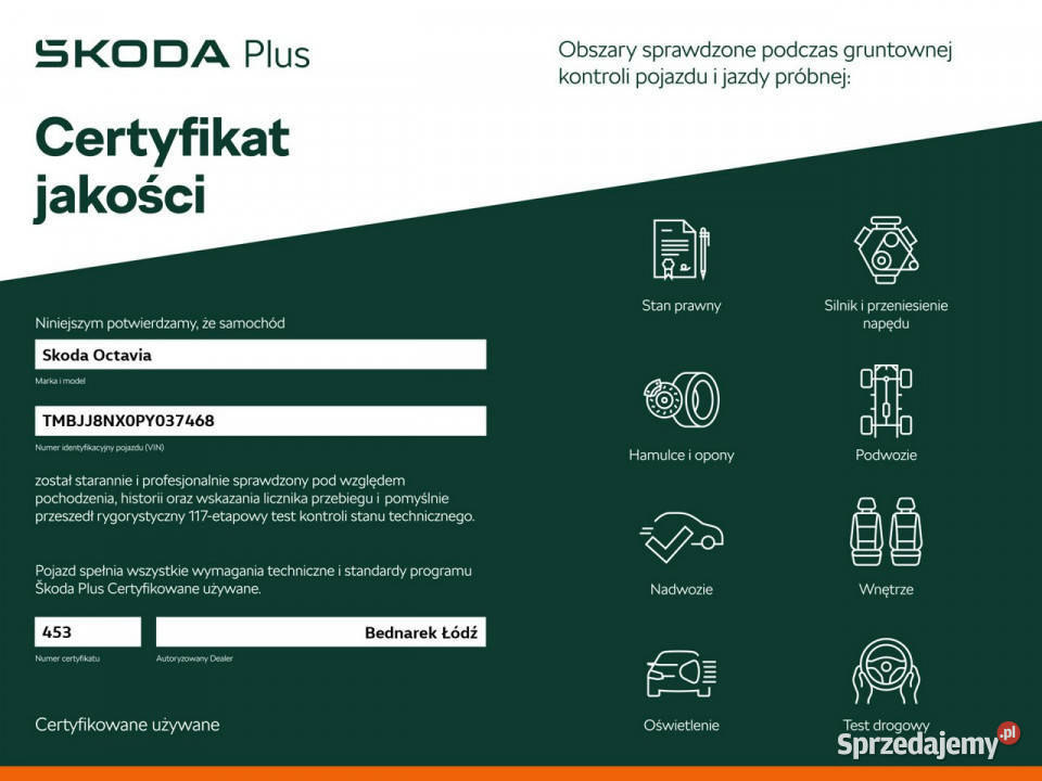 koda Octavia Bezwypadkowy Salon Polska Serwis ogranicznik prędkości łódzkie