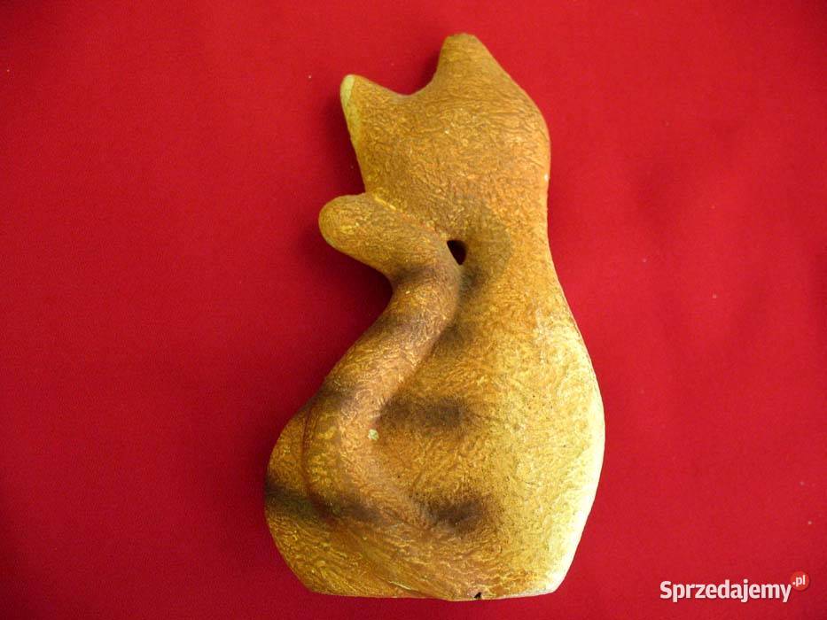 Kot szczęśliwy kotek abstrakcyjna figurka 11 x beżowy Figurki i rzeźby Siedlce
