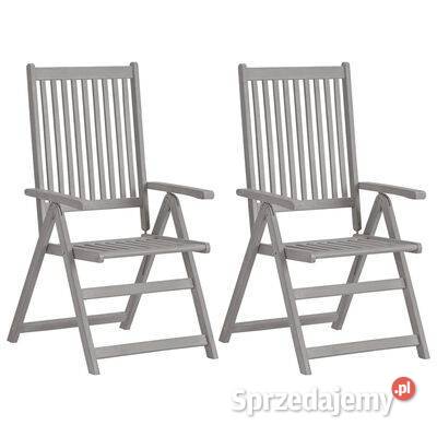 vidaXL Rozkładane krzesła ogrodowe, 2 szt, szare, lite drewno akacjowe