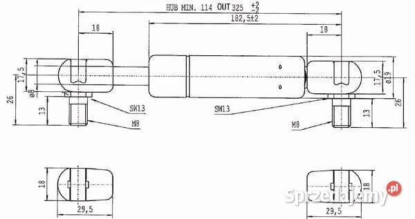 Sprężyna gazowa L325 mm 200N Stabilus CA676594 Kamionna sprzedam