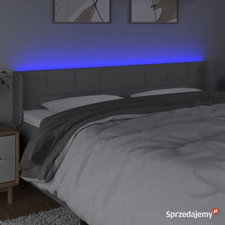 Zagłówek do łóżka z LED jasnoszary 163x16x7888 mazowieckie