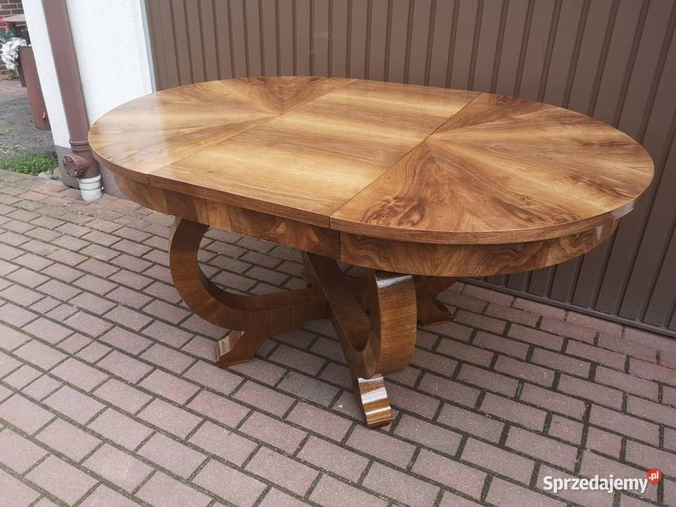 Stół ArtDeco 108 Okrągły Orzech Unikat Antyk Swarzędz