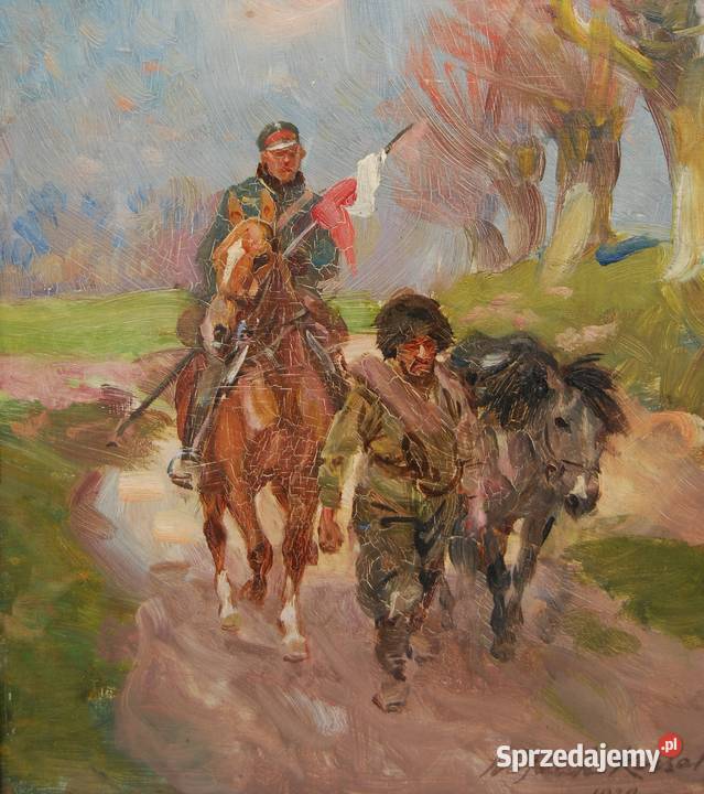 Wojciech Kossak 1856 1942 obraz Kozak i żołnierz Poznań