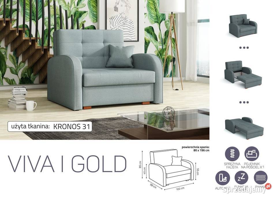 SofaKanapa Viva 1 Gold Darmowa dostawa Wieruszów
